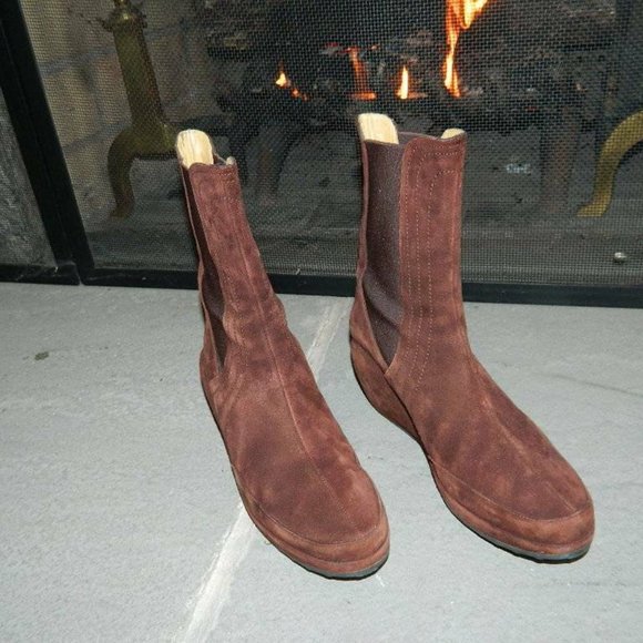 Stephane Kelain Paris Chocolate Brown Suede Wedge Ankle Boots Spain ,s8, EUC box - Picture 8 of 12